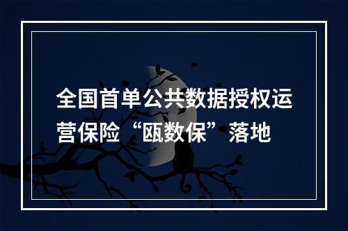 全国首单公共数据授权运营保险“瓯数保”落地