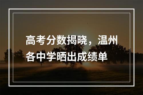高考分数揭晓，温州各中学晒出成绩单