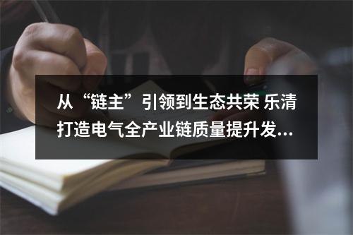 从“链主”引领到生态共荣 乐清打造电气全产业链质量提升发展新格局