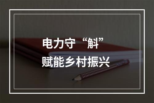 电力守“斛” 赋能乡村振兴