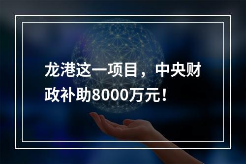 龙港这一项目，中央财政补助8000万元！