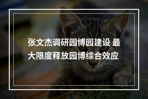 张文杰调研园博园建设 最大限度释放园博综合效应