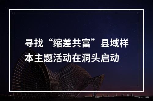 寻找“缩差共富”县域样本主题活动在洞头启动