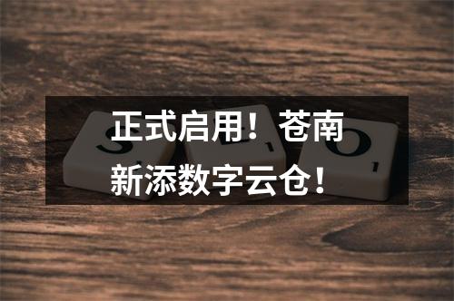 正式启用！苍南新添数字云仓！