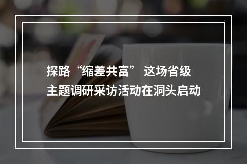 探路“缩差共富” 这场省级主题调研采访活动在洞头启动