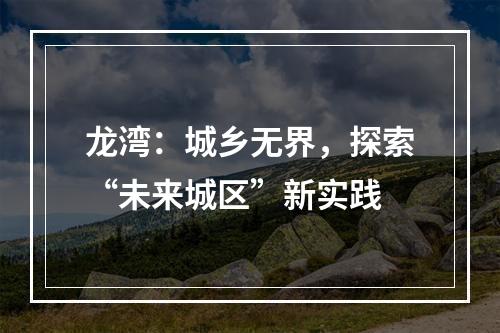 龙湾：城乡无界，探索“未来城区”新实践