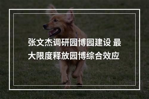 张文杰调研园博园建设 最大限度释放园博综合效应