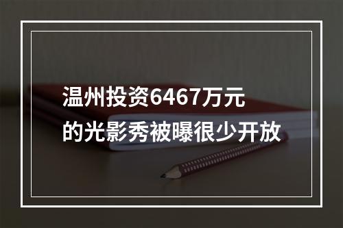 温州投资6467万元的光影秀被曝很少开放
