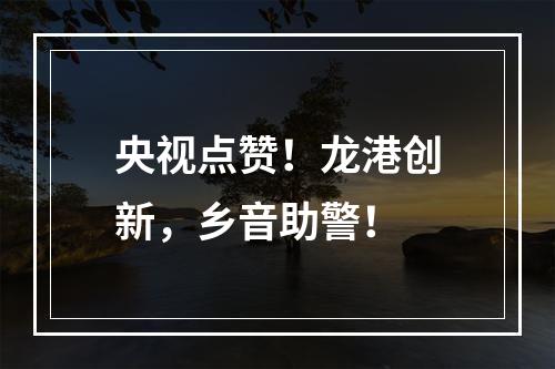 央视点赞！龙港创新，乡音助警！