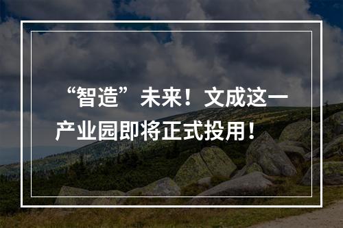 “智造”未来！文成这一产业园即将正式投用！
