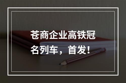 苍商企业高铁冠名列车，首发！
