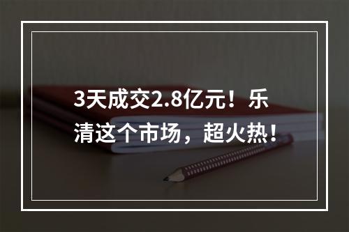 3天成交2.8亿元！乐清这个市场，超火热！