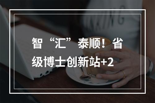 智“汇”泰顺！省级博士创新站+2