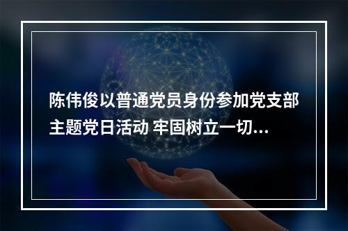 陈伟俊以普通党员身份参加党支部主题党日活动 牢固树立一切工作到支部的鲜明导向