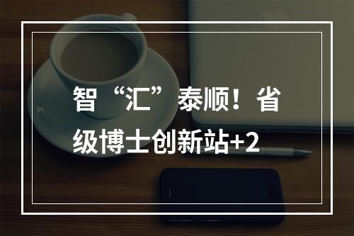 智“汇”泰顺！省级博士创新站+2