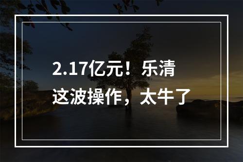 2.17亿元！乐清这波操作，太牛了
