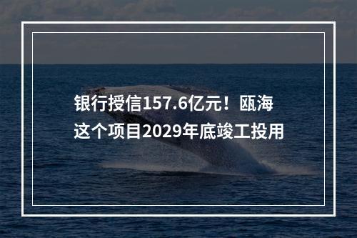 银行授信157.6亿元！瓯海这个项目2029年底竣工投用