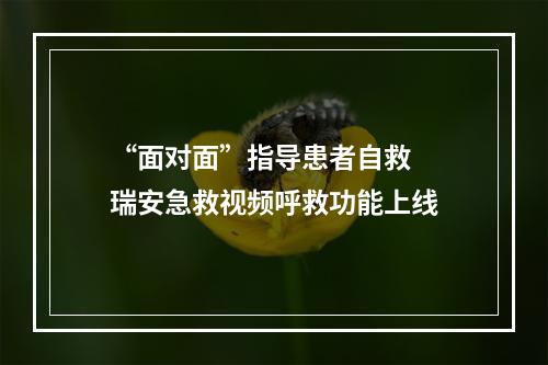 “面对面”指导患者自救  瑞安急救视频呼救功能上线