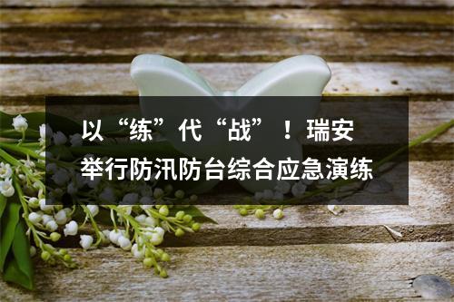 以“练”代“战” ！瑞安举行防汛防台综合应急演练