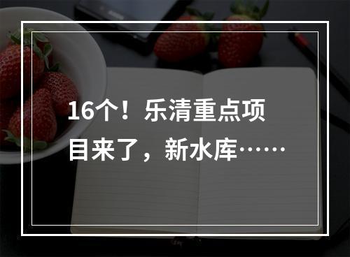 16个！乐清重点项目来了，新水库……