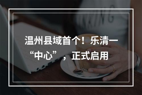 温州县域首个！乐清一“中心”，正式启用