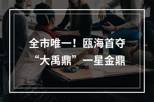 全市唯一！瓯海首夺“大禹鼎”一星金鼎