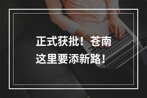 正式获批！苍南这里要添新路！