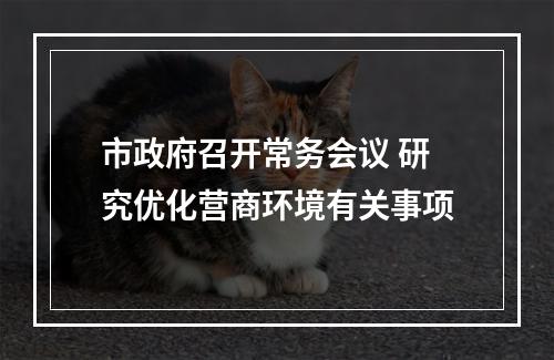 市政府召开常务会议 研究优化营商环境有关事项