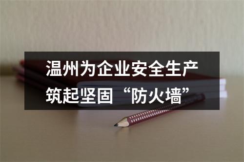 温州为企业安全生产筑起坚固“防火墙”