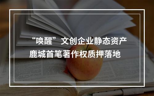 “唤醒”文创企业静态资产 鹿城首笔著作权质押落地