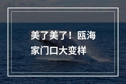 美了美了！瓯海家门口大变样