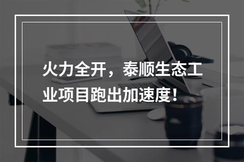 火力全开，泰顺生态工业项目跑出加速度！
