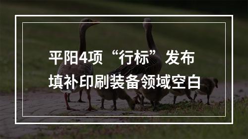 平阳4项“行标”发布 填补印刷装备领域空白