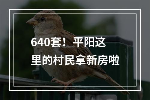 640套！平阳这里的村民拿新房啦