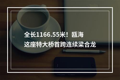全长1166.55米！瓯海这座特大桥首跨连续梁合龙