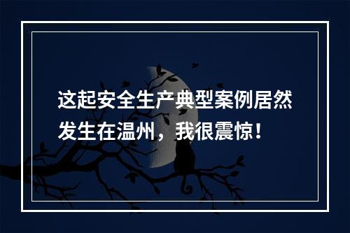 这起安全生产典型案例居然发生在温州，我很震惊！