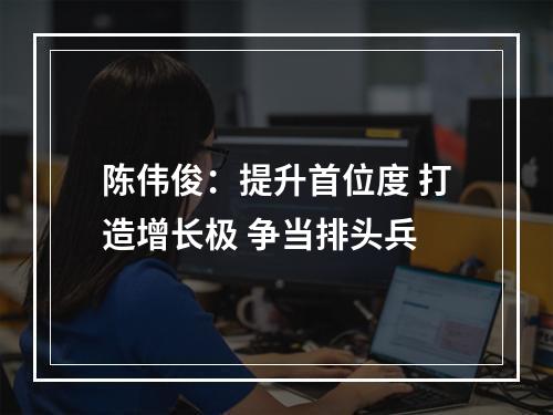 陈伟俊：提升首位度 打造增长极 争当排头兵