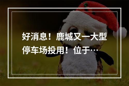 好消息！鹿城又一大型停车场投用！位于…