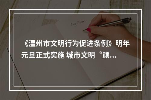 《温州市文明行为促进条例》明年元旦正式实施 城市文明“顽疾”今后这样管