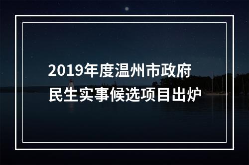 2019年度温州市政府民生实事候选项目出炉