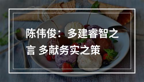 陈伟俊：多建睿智之言 多献务实之策