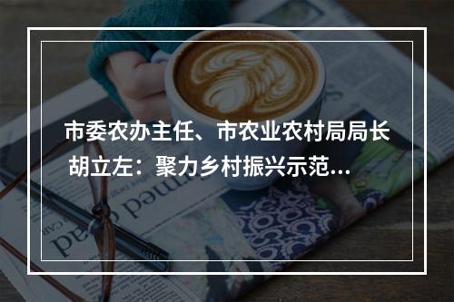 市委农办主任、市农业农村局局长 胡立左：聚力乡村振兴示范创建 筑牢“两个先行”的“三农”根基