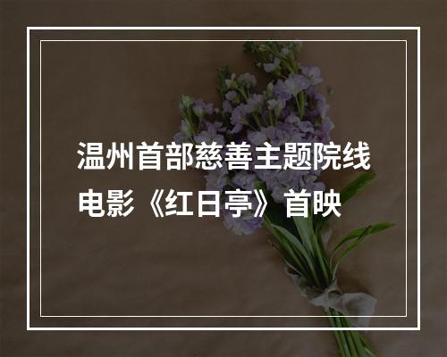 温州首部慈善主题院线电影《红日亭》首映