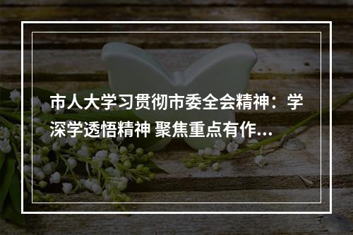 市人大学习贯彻市委全会精神：学深学透悟精神 聚焦重点有作为