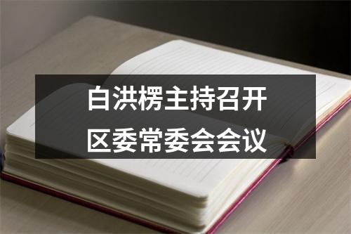 白洪楞主持召开区委常委会会议