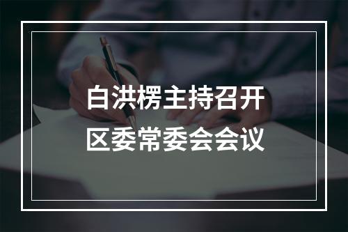 白洪楞主持召开区委常委会会议