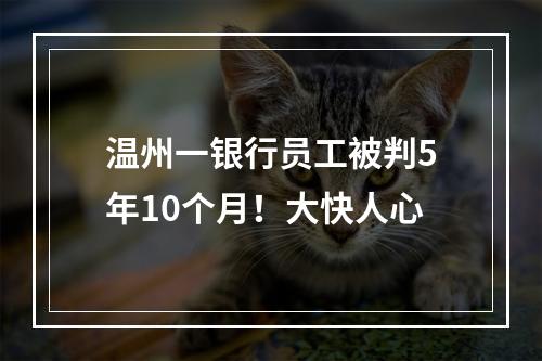 温州一银行员工被判5年10个月！大快人心