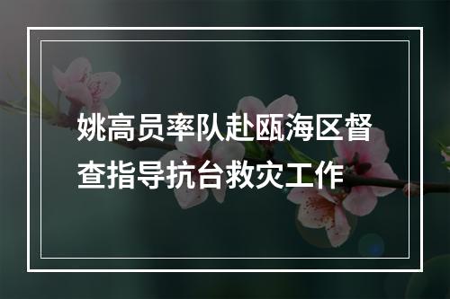 姚高员率队赴瓯海区督查指导抗台救灾工作