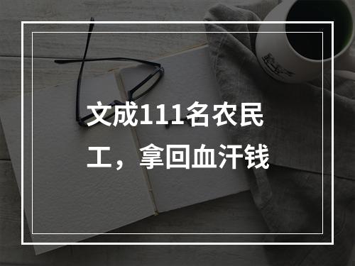 文成111名农民工，拿回血汗钱