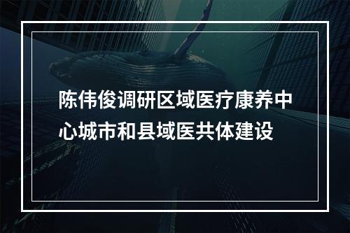 陈伟俊调研区域医疗康养中心城市和县域医共体建设